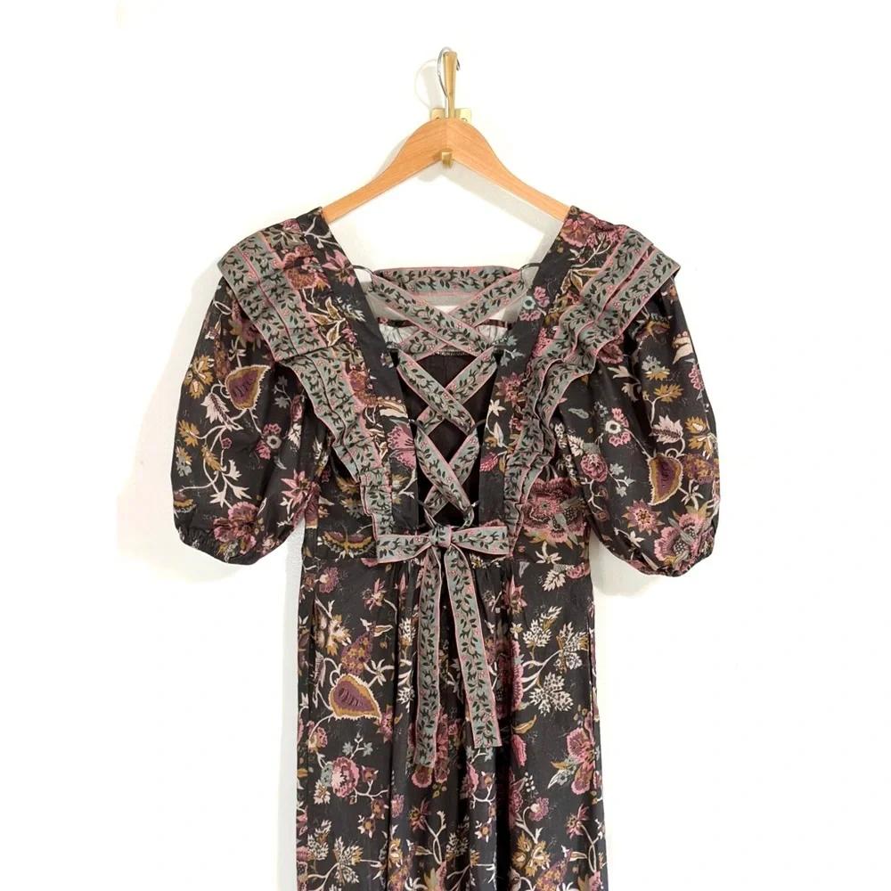 NWT SEA New York Midi Tess Print Puff Sleeve Smocked Dress - Picture 6 of 11